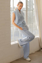 Load image into Gallery viewer, MODAL SCUBA STRIPE LUXE V-NECK SLEEVELESS TOP BY RAE MODE--FROST/CREAM STRIPE