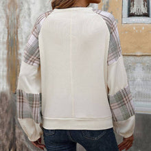 Load image into Gallery viewer, Plaid Contrast Crew Neck Pullover Loose Top