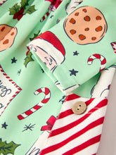 Load image into Gallery viewer, Winter Christmas Green Santa Girls Pocket Ruffle Dress
