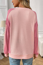 Load image into Gallery viewer, Colorblock Waffle Knit Crewneck Long Sleeve Top Women