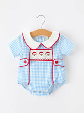 Load image into Gallery viewer, Christmas Santa Embroidered Boys Jon Jon Peter Pan Collar