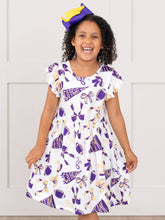 Load image into Gallery viewer, Go Team Flutter Swing Dress - Purple & Gold