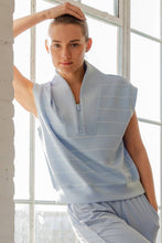 Load image into Gallery viewer, MODAL SCUBA STRIPE LUXE V-NECK SLEEVELESS TOP BY RAE MODE--FROST/CREAM STRIPE