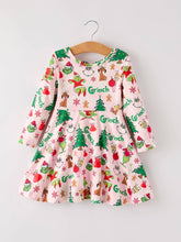 Load image into Gallery viewer, Winter Christmas Character Print Girls Dress