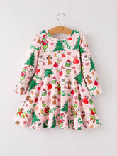 Load image into Gallery viewer, Winter Christmas Character Print Girls Dress
