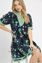 Load image into Gallery viewer, Umgee Floral Puff Sleeve Dress with Contrast Trim