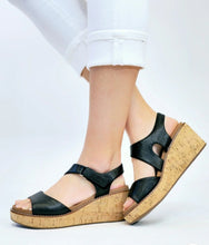 Load image into Gallery viewer, CORKY'S FIVE O'CLOCK SOMEWHERE WEDGE SANDALS - BLACK
