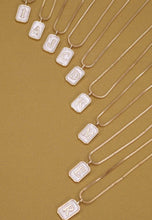Load image into Gallery viewer, MONOGRAM INITIAL RECTANGLE PEARLY CHARM NECKLACE
