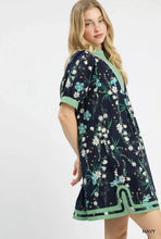 Load image into Gallery viewer, Umgee Floral Puff Sleeve Dress with Contrast Trim