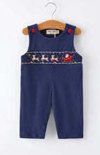 Load image into Gallery viewer, Navy Santa Sleigh Romper