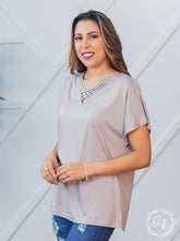 Load image into Gallery viewer, Feeling Blessed "Everyday" Tee V-Neck Criss Cross Neck Line