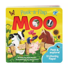 Load image into Gallery viewer, Peek-A-Flap Board Book - Moo