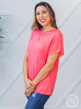 Load image into Gallery viewer, Feeling Blessed "Everyday" Tee V-Neck Criss Cross Neck Line