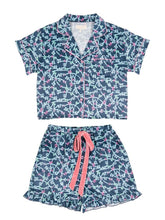 Load image into Gallery viewer, Simply Southern Short Sleeve Blue Ribbon &amp; Bows Pajama Short Set
