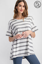 Load image into Gallery viewer, PLUS SIZE STRIPED SHORT SLEEVE TOP BY RAE MODE
