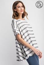 Load image into Gallery viewer, PLUS SIZE STRIPED SHORT SLEEVE TOP BY RAE MODE
