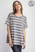 Load image into Gallery viewer, PLUS SIZE STRIPED SHORT SLEEVE TOP BY RAE MODE
