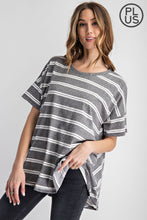 Load image into Gallery viewer, PLUS SIZE STRIPED SHORT SLEEVE TOP BY RAE MODE
