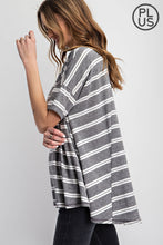 Load image into Gallery viewer, PLUS SIZE STRIPED SHORT SLEEVE TOP BY RAE MODE
