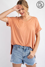 Load image into Gallery viewer, PLUS SIZE V NECK SHORT SLEEVE TOP BY RAE MODE
