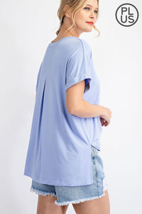 PLUS SIZE V NECK SHORT SLEEVE TOP BY RAE MODE