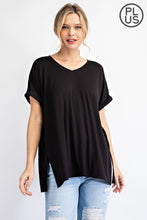 Load image into Gallery viewer, PLUS SIZE V NECK SHORT SLEEVE TOP BY RAE MODE
