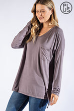 Load image into Gallery viewer, PLUS SIZE BASIC LONG SLEEVE TOP WITH POCKET BY RAE MODE
