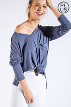 Load image into Gallery viewer, PLUS SIZE BASIC LONG SLEEVE TOP WITH POCKET BY RAE MODE
