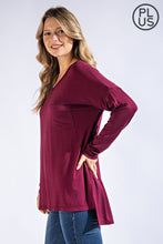 Load image into Gallery viewer, PLUS SIZE BASIC LONG SLEEVE TOP WITH POCKET BY RAE MODE
