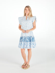 Simply Southern Blue Daisy Ruffle Sleeve Top