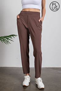 PLUS SIZE CRINKLE WOVEN STRAIGHT JOGGER BY RAE MODE