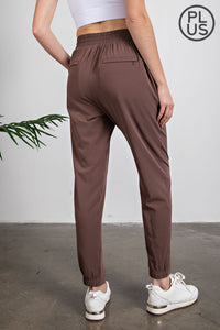 PLUS SIZE CRINKLE WOVEN STRAIGHT JOGGER BY RAE MODE