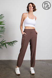 PLUS SIZE CRINKLE WOVEN STRAIGHT JOGGER BY RAE MODE