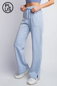 FLEECE FRENCH TERRY STRAIGHT LEG PANTS BY RAE MODE--Plus and Regular