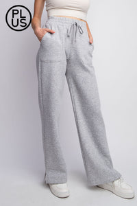 FLEECE FRENCH TERRY STRAIGHT LEG PANTS BY RAE MODE--Plus and Regular