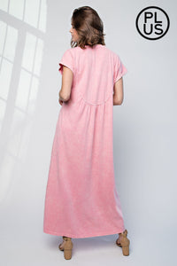 PLUS SIZE WASHED COTTON MAXI DRESS BY RAE MODE