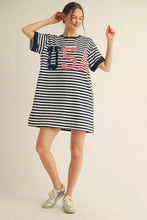 Load image into Gallery viewer, Jodifl-USA Stripes Dress--Navy
