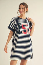 Load image into Gallery viewer, Jodifl-USA Stripes Dress--Navy

