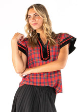 Load image into Gallery viewer, Simply Southern Plaid Holiday Y Neck Top
