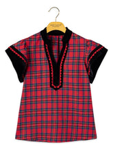 Load image into Gallery viewer, Simply Southern Plaid Holiday Y Neck Top

