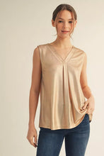 Load image into Gallery viewer, Jodifl--Metallic Gold Sleeveless Top
