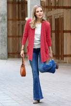 Load image into Gallery viewer, Heather Ribbed Sweater Open Front Two Pockets Cardigan
