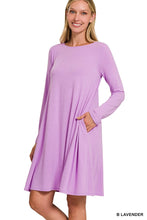 Load image into Gallery viewer, LONG SLEEVE FLARE DRESS WITH POCKETS

