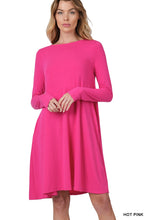 Load image into Gallery viewer, LONG SLEEVE FLARE DRESS WITH POCKETS
