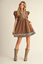 Load image into Gallery viewer, Jodifl Lepard Trim-Scallop Trim Dress
