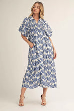 Load image into Gallery viewer, Jodifl-Denim Blue Puff Sleeve BOHO midi Dress
