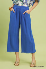 Load image into Gallery viewer, Umgee Linen Blend-Wide Leg Pant with Elastic Waist, Pockets, and Frayed Hem
