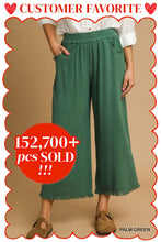 Load image into Gallery viewer, Umgee Linen Blend-Wide Leg Pant with Elastic Waist, Pockets, and Frayed Hem
