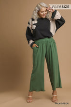Load image into Gallery viewer, Umgee Linen Blend-Wide Leg Pant with Elastic Waist, Pockets, and Frayed Hem

