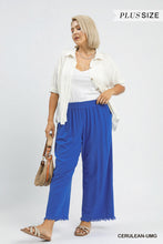 Load image into Gallery viewer, Umgee Linen Blend-Wide Leg Pant with Elastic Waist, Pockets, and Frayed Hem
